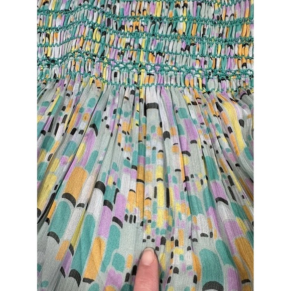 Vtg Y2K Anna Sui Anthropologie Dress Womens M Printed Silk Art Deco Read - Picture 12 of 16